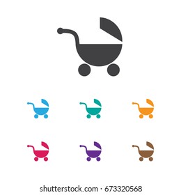 Vector Illustration Of Kid Symbol On Baby Pram Icon. Premium Quality Isolated Stroller  Element In Trendy Flat Style.
