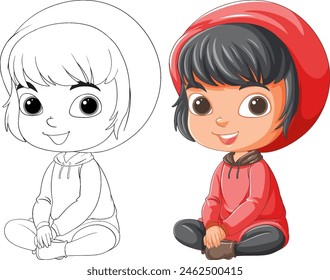 Vector illustration of a kid in two styles