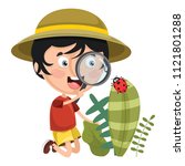 Vector Illustration Of Kid Using Magnifier