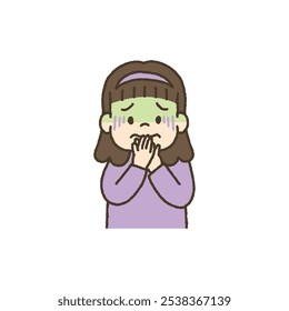 Vector illustration of kid vomiting
