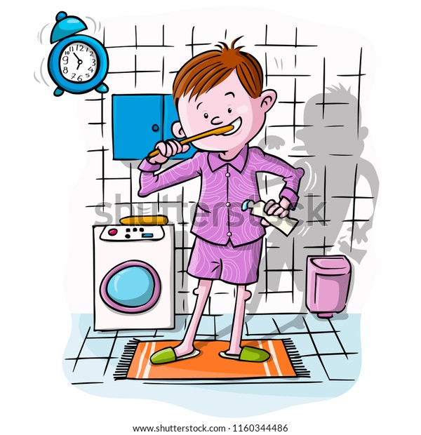 vector de stock libre de regalias sobre ilustracion vectorial lavado de dientes concepto1160344486 https www shutterstock com es image vector vector illustration kid washing teeth cartoon 1160344486