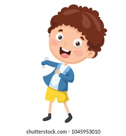 Vector Illustration Of Kid Wearing Clothes