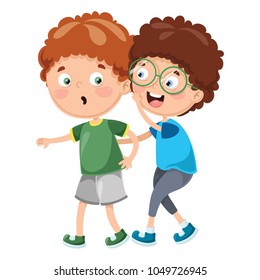 Vector Illustration Of Kid Whispering