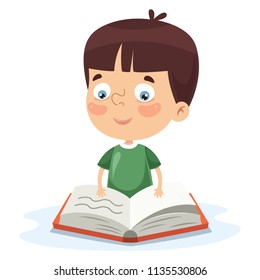 Vector Illustration Of Kid Writing