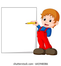 vector illustration of a Kid Writing Letters