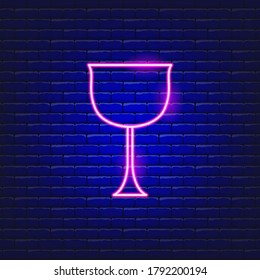 Vector illustration of kiddush glass neon icon. Concept Holiday Rosh Hashanah. Jewish New Year sign.