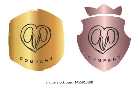 Vector Illustration of Kidney Human Body Parts with Rose Gold and Gold Banner or Background. Graphic Design for Logo and T-shirt.