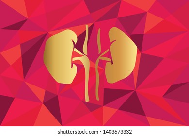 Vector Illustration of Kidney Icon with Red Polygon and Geometric. Graphic Design for Template, Layout, Background, Poster and More.