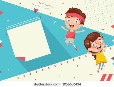 Vector Illustration Of Kids Abstract Background