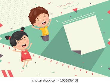 Vector Illustration Of Kids Abstract Background