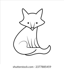 Vector illustration of kids alphabet coloring book page with outlined clip art to color. Letter for Fox.