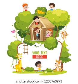 Vector Illustration Of Kids And Animals