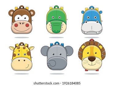 Vector illustration of kids backpack safari
