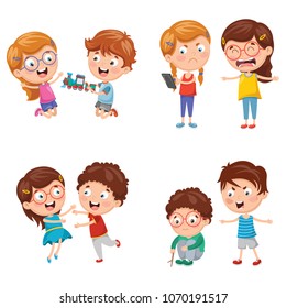 Vector Illustration Of Kids Behaviours