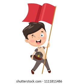 Vector Illustration Of Kids Camping