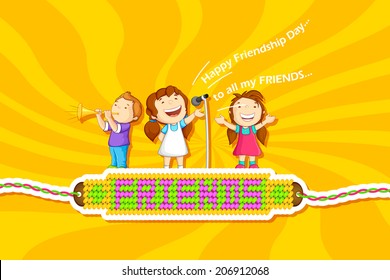 vector illustration of kids celebrating Friendship Day