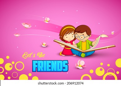 vector illustration of kids celebrating Friendship Day