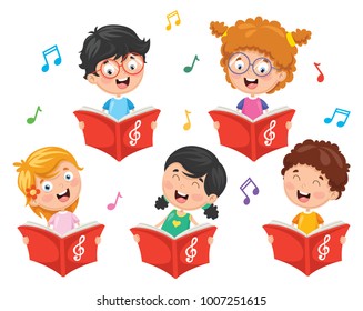 Vector Illustration Of Kids Choir