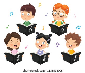 Vector Illustration Of Kids Choir