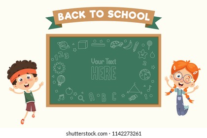 Vector Illustration Of Kids Classroom