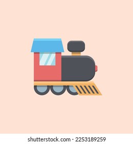 Vector illustration of kids colored toy train icon.