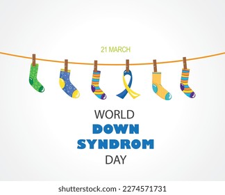 Vector Illustration Kids colorful sock set hanging  the theme World Down Syndrome Day