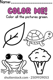 Vector illustration of kids coloring book page with outlined clip art to color. 