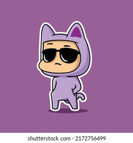 vector illustration of kids in cool stylish cat costumes