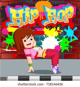 vector illustration of kids dancing hip hop