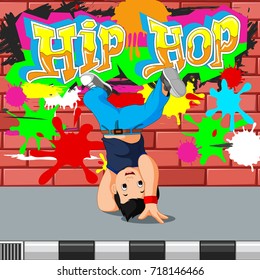 vector illustration of kids dancing hip hop