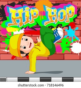 vector illustration of kids dancing hip hop