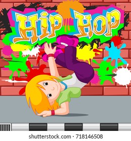 vector illustration of kids dancing hip hop