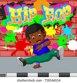 vector illustration of kids dancing hip hop