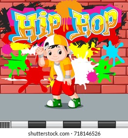 vector illustration of kids dancing hip hop