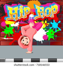 vector illustration of kids dancing hip hop