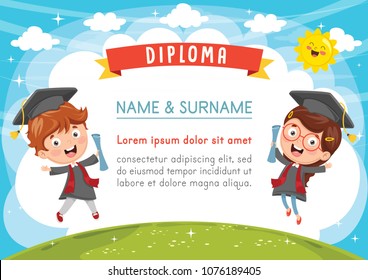 Vector Illustration Of Kids Diploma
