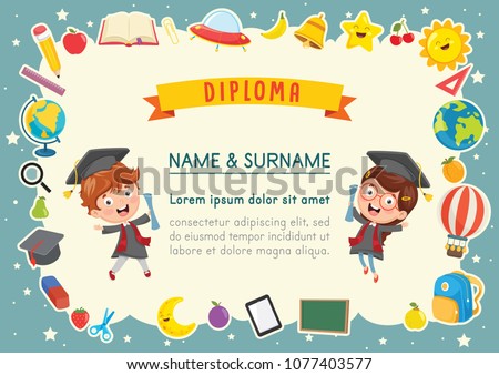 Vector Illustration Of Kids Diploma