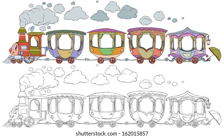 vector illustration world kids train cartoon のベクター画像素材