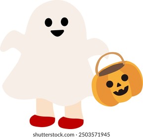 Vector illustration of kids dressed up as ghosts for Halloween