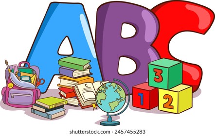 vector illustration of kids education consept.alphabet education concept.alphabet education book cover