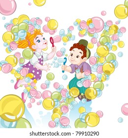 Vector illustration, kids favorite balloons party, card concept.
