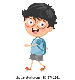 Vector Illustration Of Kids Going To School