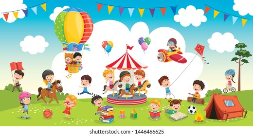 Vector Illustration Of Kids Landscape