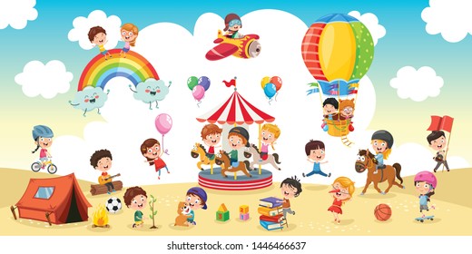 Vector Illustration Of Kids Landscape