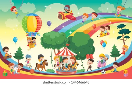 Ilustración Vectorial Del Paisaje Infantil