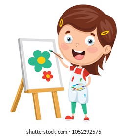 Vector Illustration Of Kids Making Art Performance