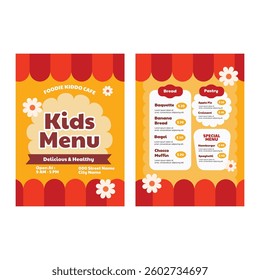 Vector illustration of kids menu flyer poster template design