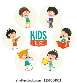 Vector Illustration Of Kids Music
