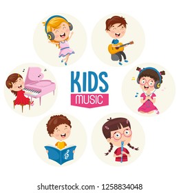 Vector Illustration Of Kids Music