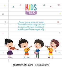 Vector Illustration Of Kids Music